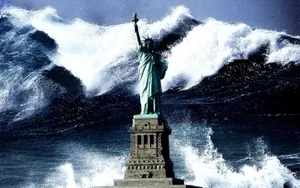 Caption: Overwhelming Force Of Nature: Tsunami In Action Wallpaper