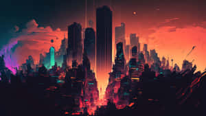 Caption: Pioneering The Future: Minimalist Futuristic City Wallpaper