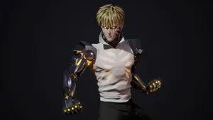Caption: Powerful Genos In Action Wallpaper