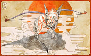 Caption: Raijin, The Japanese God Of Thunder, In A Fierce, Dynamic Pose. Wallpaper