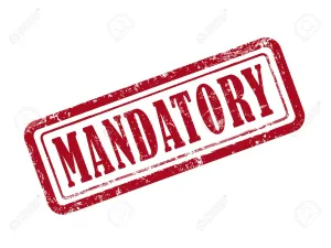 Caption: Red Mandatory Sign On A Wall Wallpaper