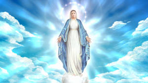 Caption: Sacred Illustration Of Virgin Mary Wallpaper