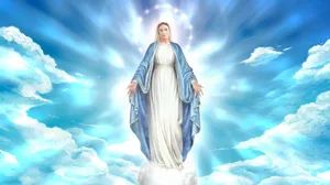 Caption: Sacred Illustration Of Virgin Mary Wallpaper