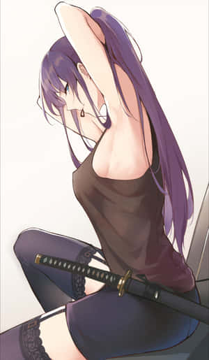 Caption: Saeko Busujima, A Symbol Of Female Warrior Wallpaper