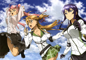 Caption: Saeko Busujima In Action Wallpaper