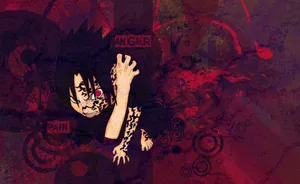 Caption: Sasuke Uchiha Displaying His Powerful Cursed Mark Wallpaper