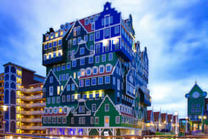 Caption: Scenic Bluish Dusk At Inntel Hotel Zaandam Wallpaper