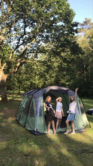 Caption: Serene Camping In Nature's Simplicity Wallpaper
