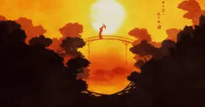 Caption: Serene Feudal Japanese Landscape Wallpaper