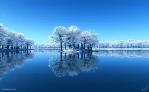 Caption: Serene Winter Landscape Wallpaper