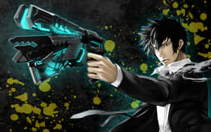 Caption: Shinya Kogami Standing Boldly In The City - A True Enforcer Wallpaper