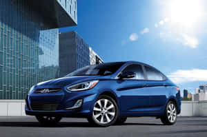 Caption: Sleek Hyundai Accent In Motion Wallpaper