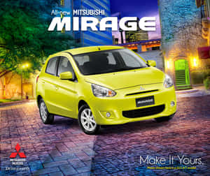 Caption: Sleek Mitsubishi Mirage Gliding On The Open Road. Wallpaper