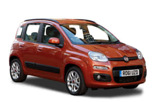 Caption: Sleek Red Fiat Panda On The Go Wallpaper