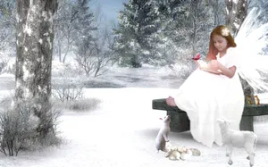 Caption: Snow Angel On A Winter's Day Wallpaper