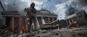 Caption: Soldiers Marching Under The Cloud Of War Wallpaper