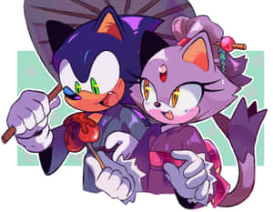 Caption: Sonic And Blaze In Action Wallpaper