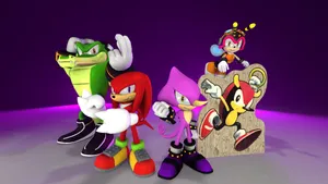 Caption: Sonic And Knuckles Battle Stance Wallpaper