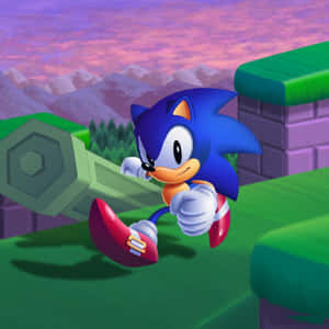 Caption: Sonic Explores The Mesmerizing Marble Zone Wallpaper