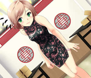 Caption: Sorrowful Anime Girl In Traditional Chinese Dress Wallpaper