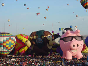 Caption: Spectacular Animal Hot Air Balloons Flying High Over Albuquerque Wallpaper