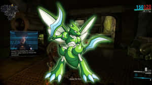 Caption: Spectacular Scyther Glowing Energetically In The Digital Realm Wallpaper