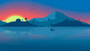 Caption: Spectacular Sunset Beach Art Wallpaper