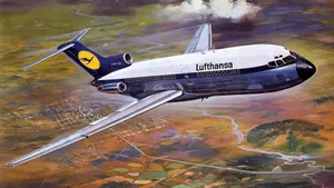 Caption: Spectacular View Of A Lufthansa Plane Amidst Autumn Foliage Wallpaper