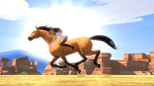 Caption: Spirited Young Girl With Her Faithful Horse In Spirit Riding Free. Wallpaper