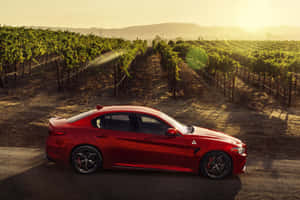 Caption: Sporty Elegance - Alfa Romeo Giulia Wallpaper