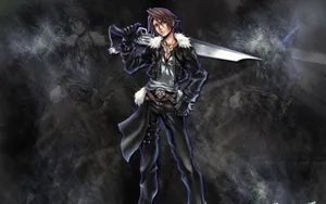 Caption: Squall Leonhart, The Stoic Hero Of Final Fantasy Viii Wallpaper