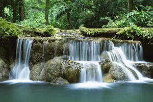 Caption: Stunning 3d Waterfall In Nature Wallpaper