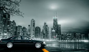 Caption: Stunning Black And White Cityscape View Wallpaper