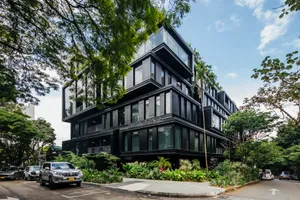 Caption: Stunning View Of The Click Clack Hotel At Dusk In Medellin, Colombia Wallpaper