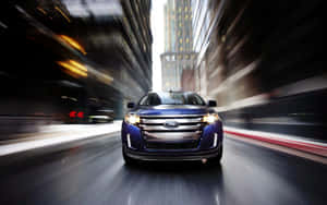 Caption: Stylish Ford Edge Cruising On The Highway Wallpaper