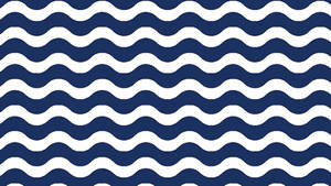 Caption: Stylish Preppy Blue And White Waves Pattern Wallpaper