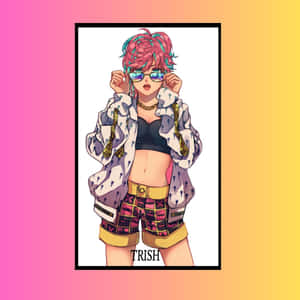 Caption: Stylish Trish Una Posing In A Dynamic Action Scene Wallpaper