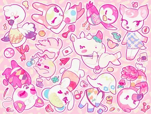 Caption: Subtle Serenity In Pastel - Aesthetic Kawaii Animal Design Wallpaper