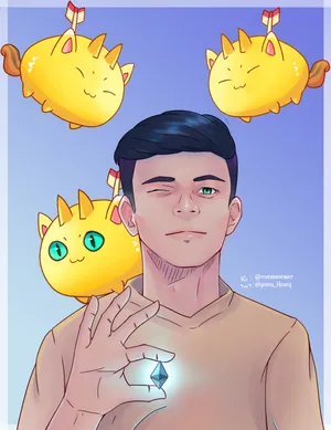 Caption: Successful Axie Infinity Player Mastering The Game Wallpaper