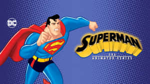 Caption: Superman Soaring High Above The City In Superman: The Animated Series Wallpaper