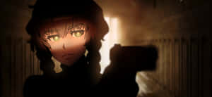 Caption: Suzuha Amane Riding Her Bicycle Against A Serene Sunset Backdrop. Wallpaper