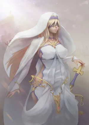 Caption: Sword Maiden Holding Her Sword In An Enchanted Forest Wallpaper