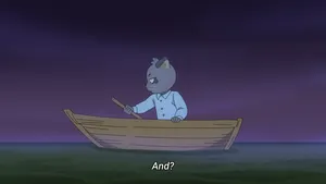 Caption: Tanaka On Boat In Odd Taxi Anime Scene Wallpaper