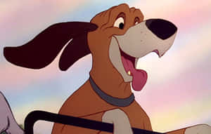 Caption: Tender Moment Between The Fox And The Hound Wallpaper