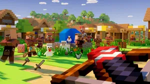 Caption: The Busy Life Of Minecraft Villagers Wallpaper