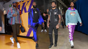 Caption: The Convergence Of Nba And Fashion: A Player Showing His Unique Style Wallpaper