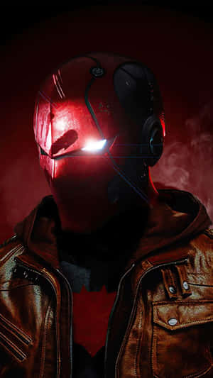 Caption: The Dark Knight Faces The Red Hood In An Iconic Confrontation Wallpaper