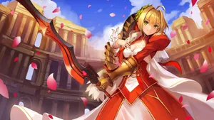 Caption: The Empress Nero Claudius Glowing In Battle Scene Wallpaper