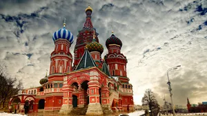 Caption: The Majestic Saint Basil's Cathedral Under An Overcast Sky. Wallpaper