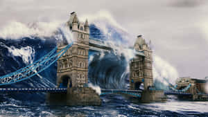 Caption: The Mighty Tsunami - Nature's Fierce Power Unleashed Wallpaper